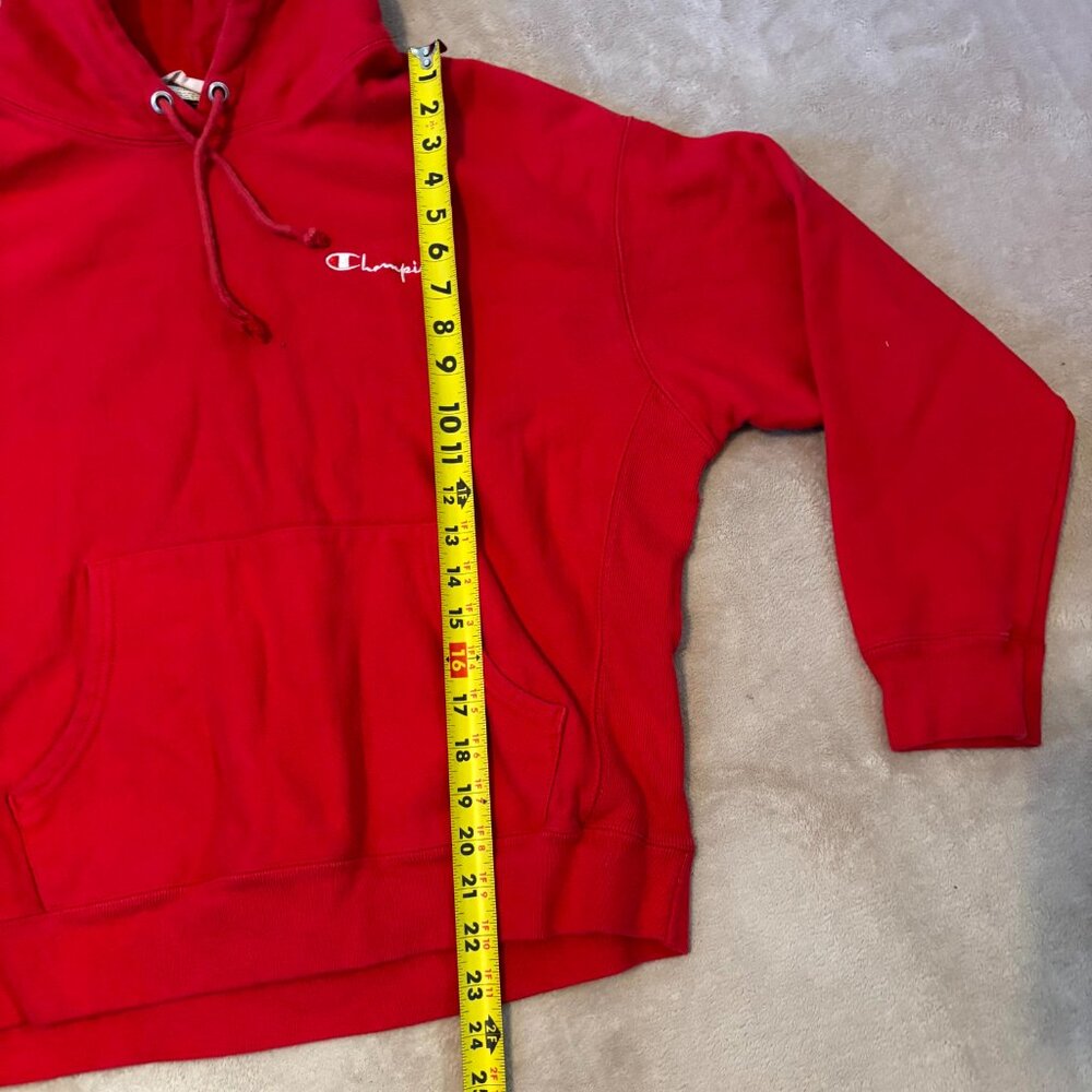 Champion Reverse Weave Hoodie Red XL – Embroidered Logo – Classic Pullover Sweat - Picture 6 of 9